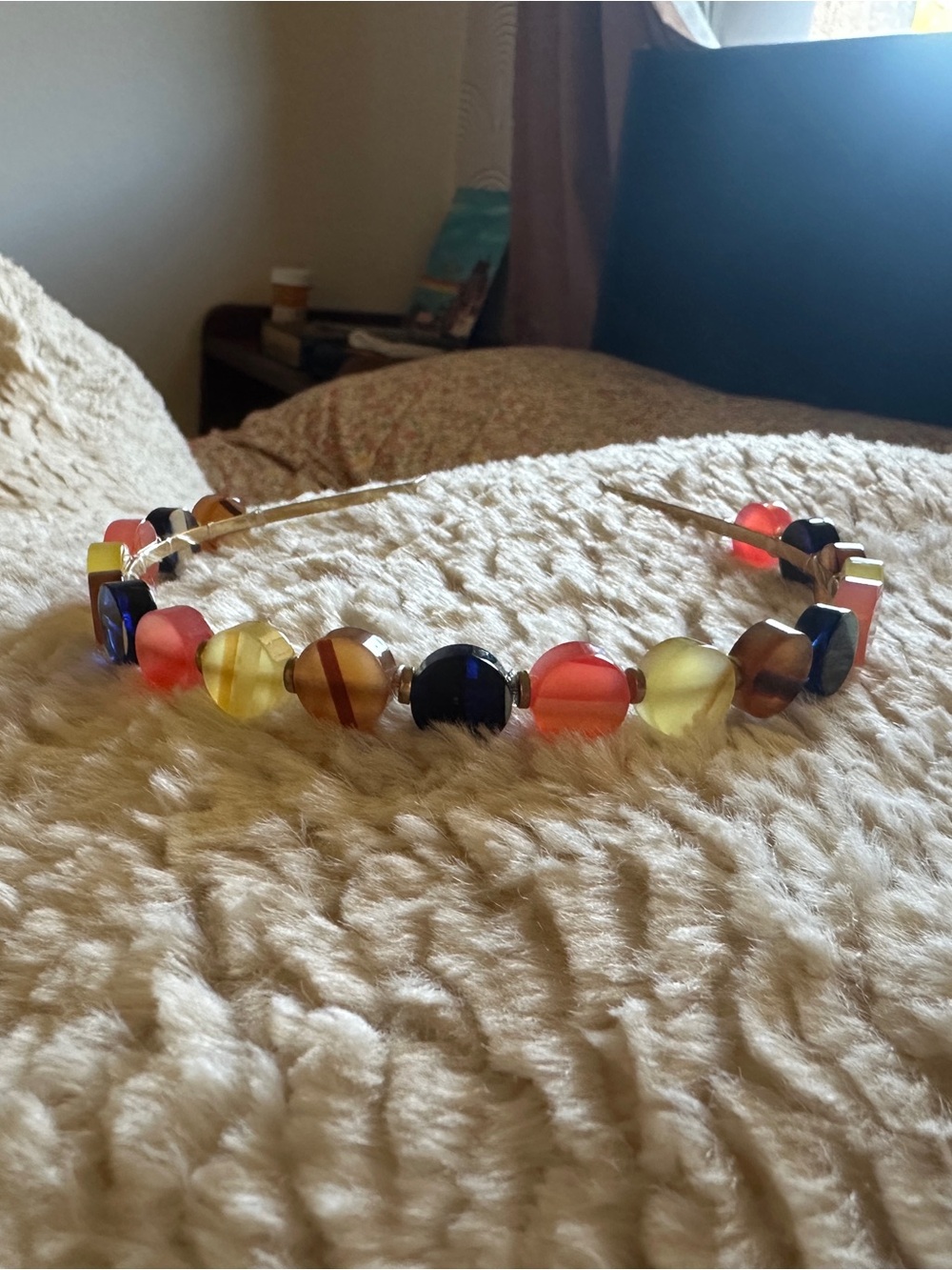 Who What Wear Multicolor Beaded Headband - Yellow, Red, Blue, Brown